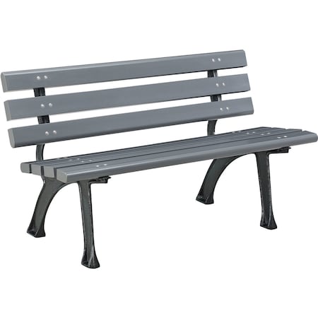 Global Industrial 48L Plastic Park Bench With Backrest, Gray 240125GY